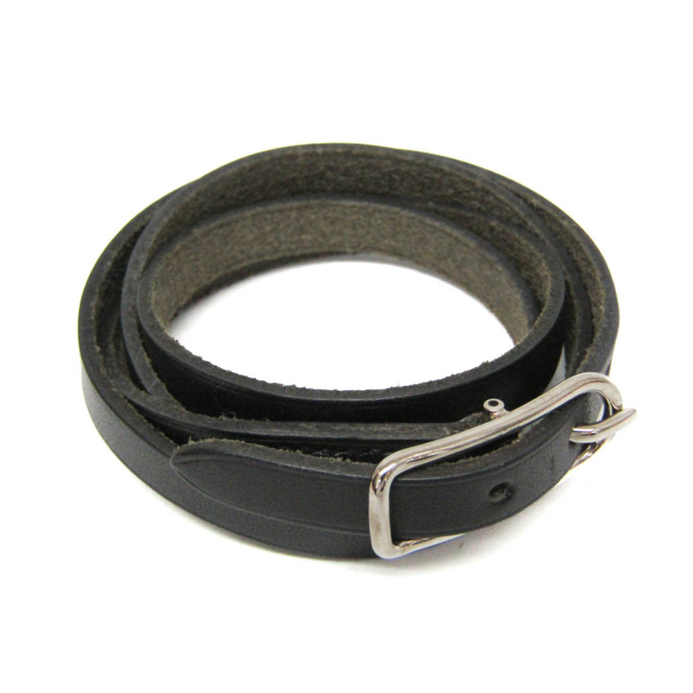 HERMES Silver Leather Bracelet